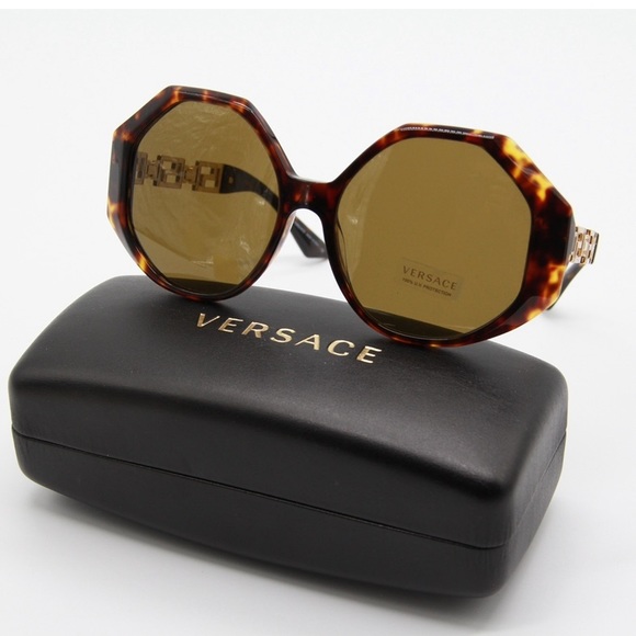 NEW VERSACE VE4395 108/73 WOMEN’S OVERSIZED SUNGLASSES MOD 4395 HAVANA BROWN - Picture 7 of 10